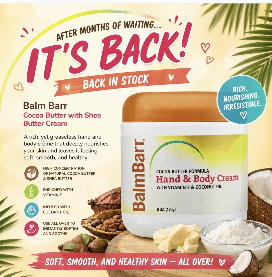 BalmBarr Hand & Body Cream- Cocoa Butter Formula