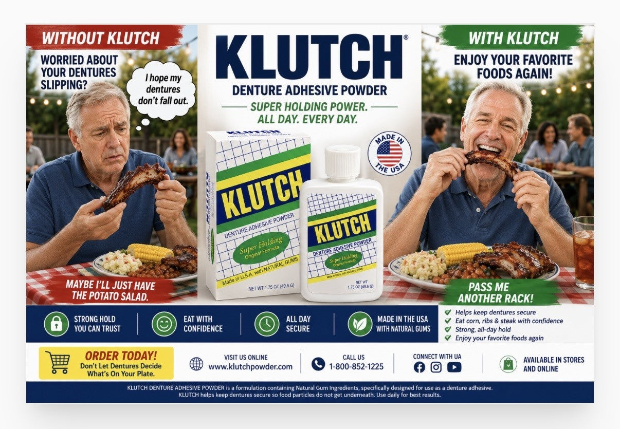 Klutch Denture Adhesive Powder